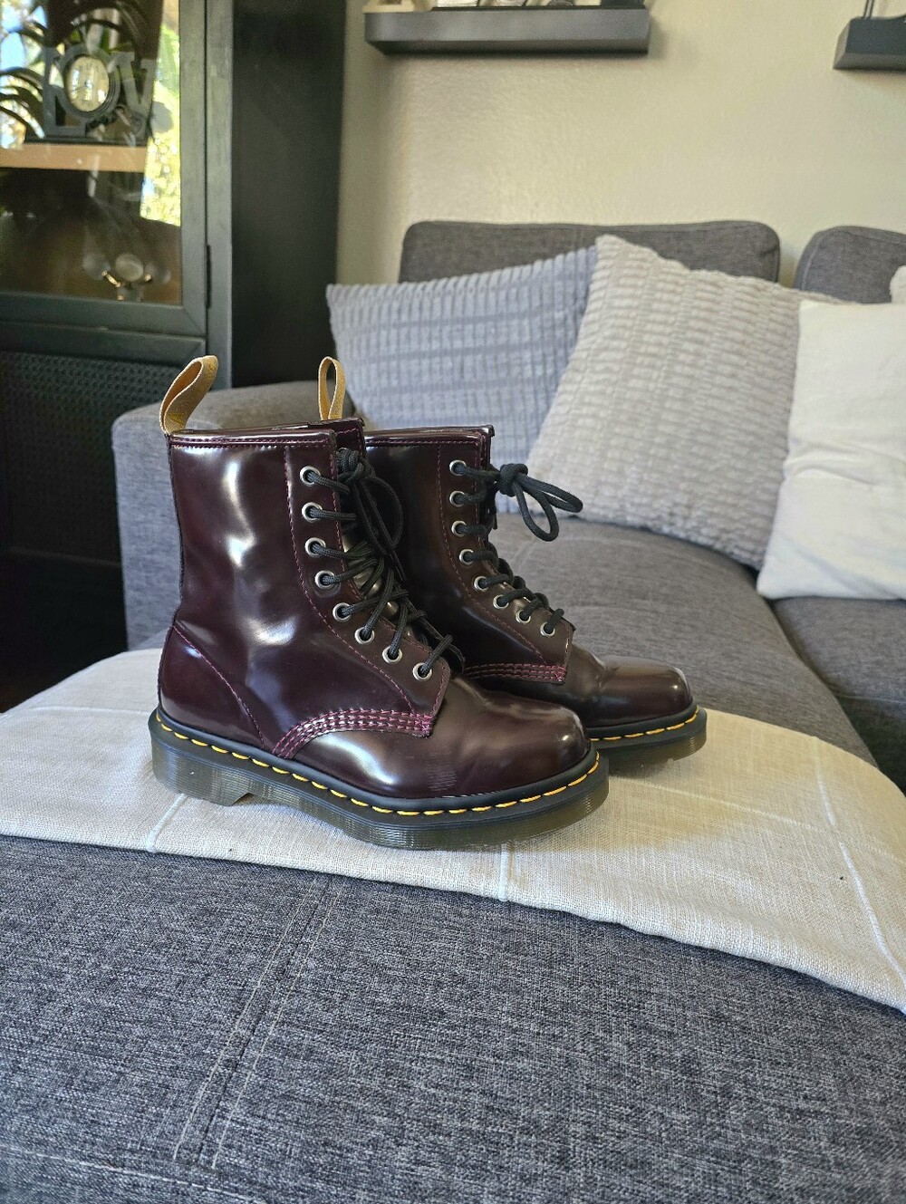 Dr. Martens Men's Cherry Red Lace-Up Leather Combat Boots
